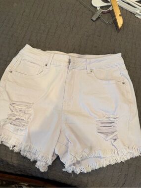 Women’s Distressed Denim Shorts in Light Lavender